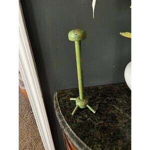 Vintage Hand Painted Display Hat Stand Wood 10 Inches Pink Green Swirl Old